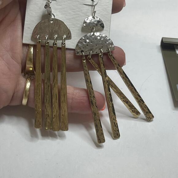 earrings jewelry Two pair new on card silver gold Jessica Simpson Ruby Rd dangle - Picture 3 of 7